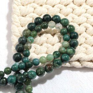 6mm Green Moss Agate Round Beads Jewelry Making